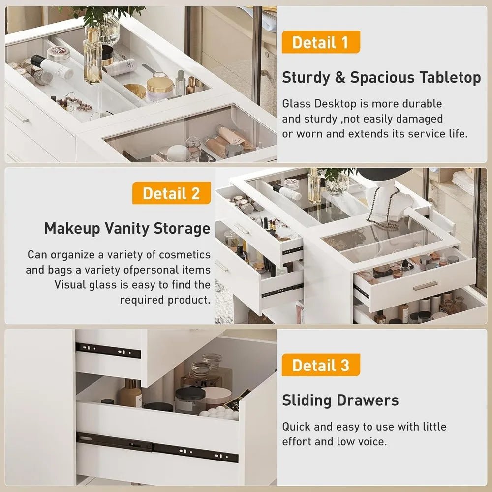 Modern Engineered Wood And Glass Storage Dresser Island - RBXC - Sleep Galleria