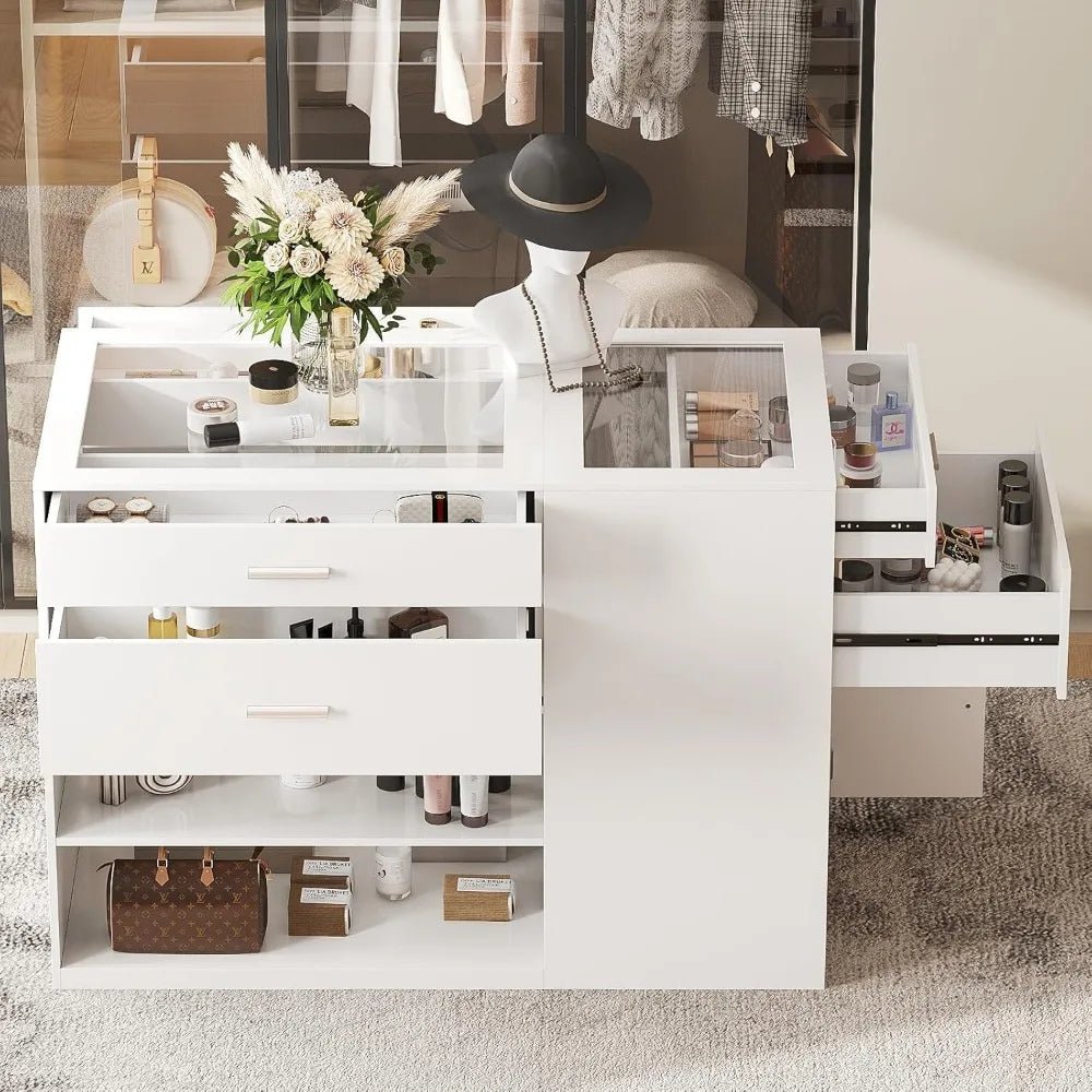 Modern Engineered Wood And Glass Storage Dresser Island - RBXC - Sleep Galleria