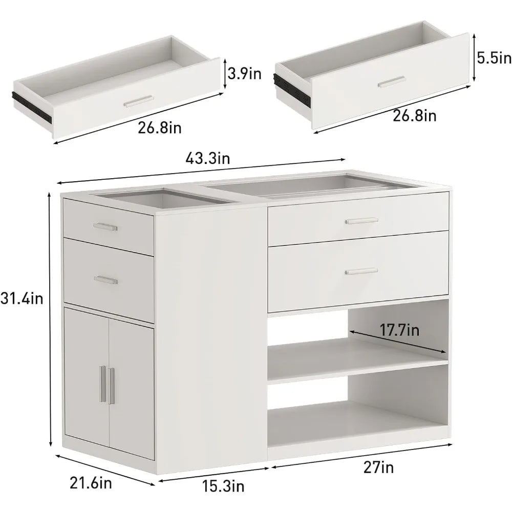 Modern Engineered Wood And Glass Storage Dresser Island - RBXC - Sleep Galleria