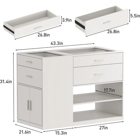 Modern Engineered Wood And Glass Storage Dresser Island - RBXC - Sleep Galleria