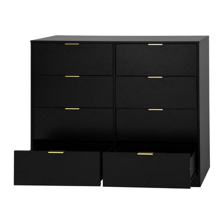 8 - Drawer Black Particle Board Wood Dresser - Reposea - Sleep Galleria