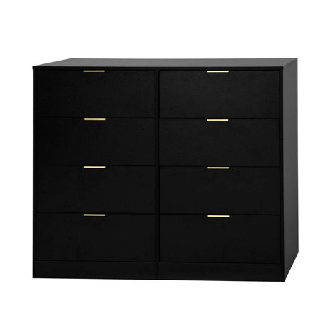 8 - Drawer Black Particle Board Wood Dresser - Reposea - Sleep Galleria