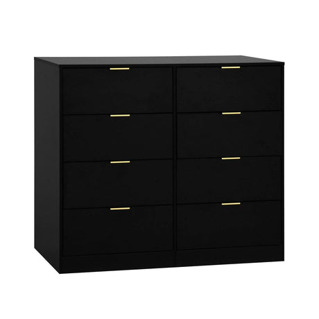 8 - Drawer Black Particle Board Wood Dresser - Reposea - Sleep Galleria