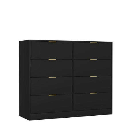 8 - Drawer Black Particle Board Wood Dresser - Reposea - Sleep Galleria