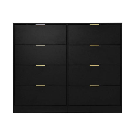 8 - Drawer Black Particle Board Wood Dresser - Reposea - Sleep Galleria