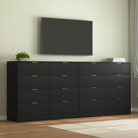 8 - Drawer Black Particle Board Wood Dresser - Reposea - Sleep Galleria