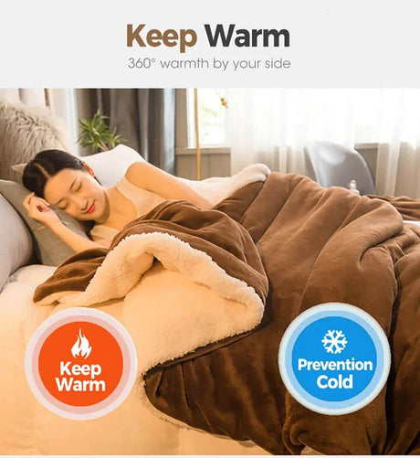 Heated Anti - Pilling Wool Throw Blanket Winter Cozy - Reposea - Sleep Galleria