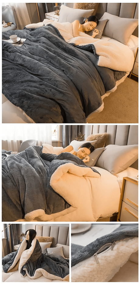 Heated Anti - Pilling Wool Throw Blanket Winter Cozy - Reposea - Sleep Galleria
