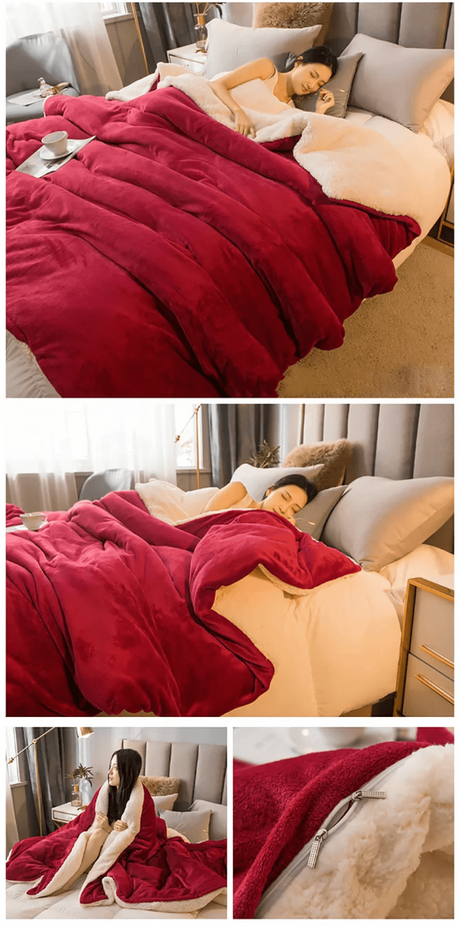 Heated Anti - Pilling Wool Throw Blanket Winter Cozy - Reposea - Sleep Galleria