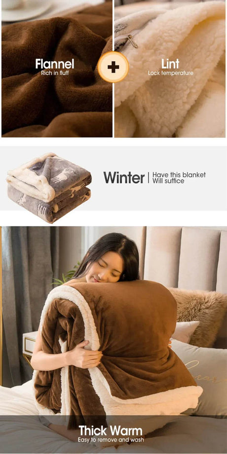 Heated Anti - Pilling Wool Throw Blanket Winter Cozy - Reposea - Sleep Galleria