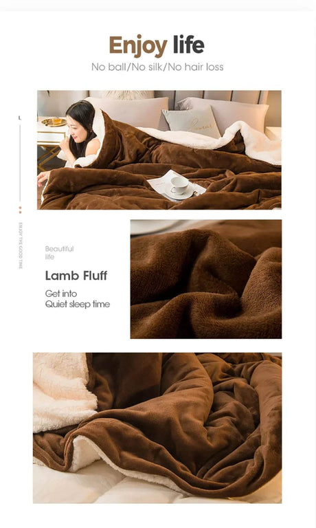 Heated Anti - Pilling Wool Throw Blanket Winter Cozy - Reposea - Sleep Galleria