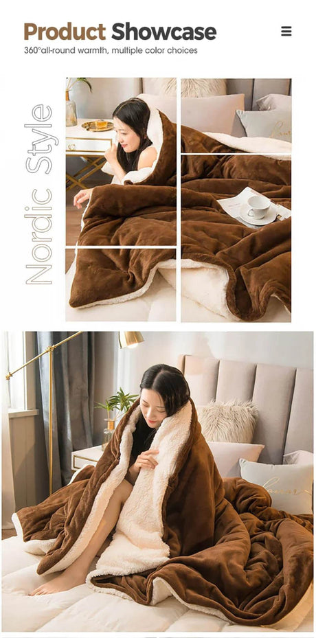 Heated Anti - Pilling Wool Throw Blanket Winter Cozy - Reposea - Sleep Galleria