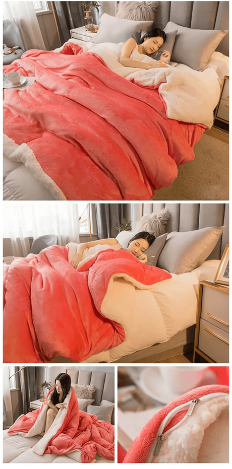 Heated Anti - Pilling Wool Throw Blanket Winter Cozy - Reposea - Sleep Galleria