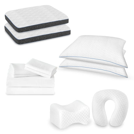 12 - Piece Premium Cotton Linen Bedding Set With Pillows - Restalyn - Sleep Galleria