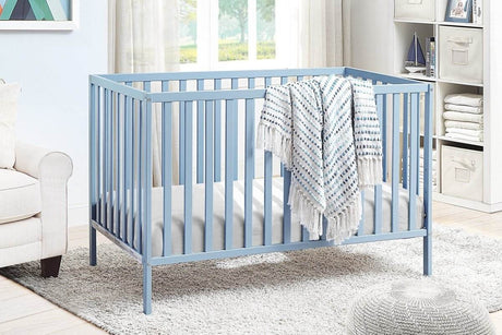 3 - in - 1 Convertible Solid Wood Baby Blue Crib - Restalyn - Sleep Galleria