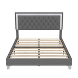 3-Piece Upholstered Platform Bed Frame With LED Lights - Sleep Galleria