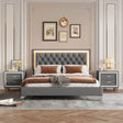 3-Piece Upholstered Platform Bed Frame With LED Lights - Sleep Galleria