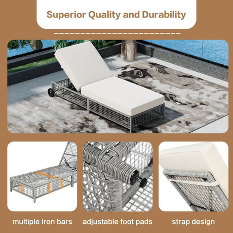 Adjustable 5 - Position Backrest Outdoor Rattan Lounge Chair - Restalyn - Sleep Galleria