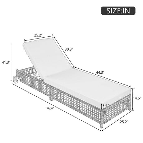 Adjustable 5 - Position Backrest Outdoor Rattan Lounge Chair - Restalyn - Sleep Galleria