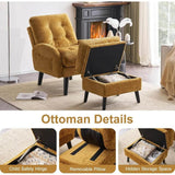 Adjustable Backrest Chenille Fabric Accent Chair With Ottoman - Restalyn - Sleep Galleria