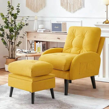 Adjustable Backrest Chenille Fabric Accent Chair With Ottoman - Restalyn - Sleep Galleria