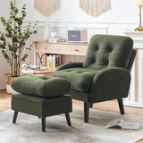 Adjustable Backrest Chenille Fabric Accent Chair With Ottoman - Restalyn - Sleep Galleria
