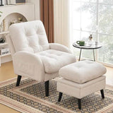 Adjustable Backrest Chenille Fabric Accent Chair With Ottoman - Restalyn - Sleep Galleria