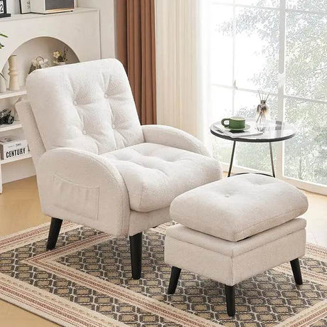 Adjustable Backrest Chenille Fabric Accent Chair With Ottoman - Restalyn - Sleep Galleria