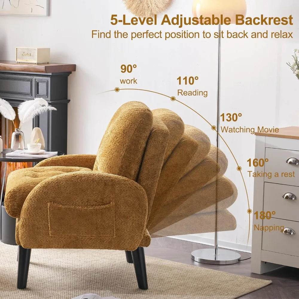 Adjustable Backrest Chenille Fabric Accent Chair With Ottoman - Restalyn - Sleep Galleria