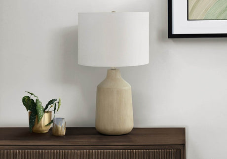 Contemporary Beige Concrete Table Lamp With Ivory Shade - Sleep Galleria