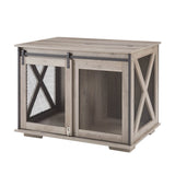 Farmhouse Wooden Dog Crate Furniture With Sliding Door - Sleep Galleria