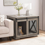 Farmhouse Wooden Dog Crate Furniture With Sliding Door - Sleep Galleria