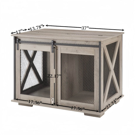 Farmhouse Wooden Dog Crate Furniture With Sliding Door - Sleep Galleria