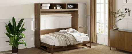 Full Size Antique Wood Murphy Bed With Storage - Sleep Galleria