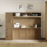 Full Size Antique Wood Murphy Bed With Storage - Sleep Galleria