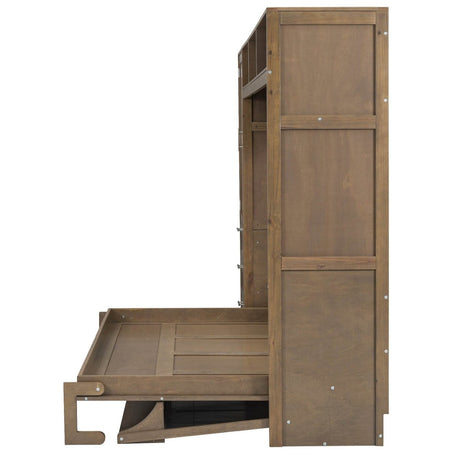 Full Size Antique Wood Murphy Bed With Storage - Sleep Galleria