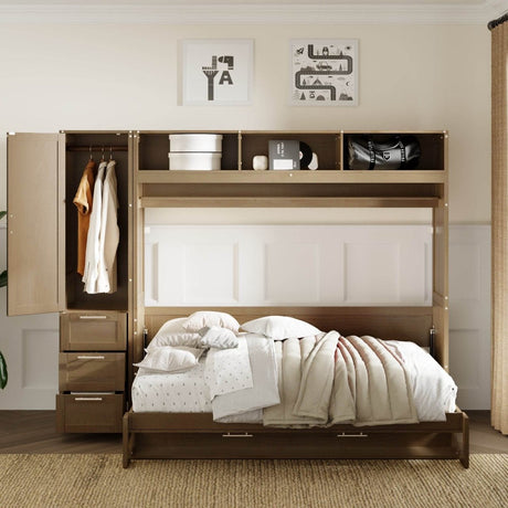 Full Size Antique Wood Murphy Bed With Storage - Sleep Galleria