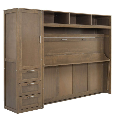 Full Size Antique Wood Murphy Bed With Storage - Sleep Galleria