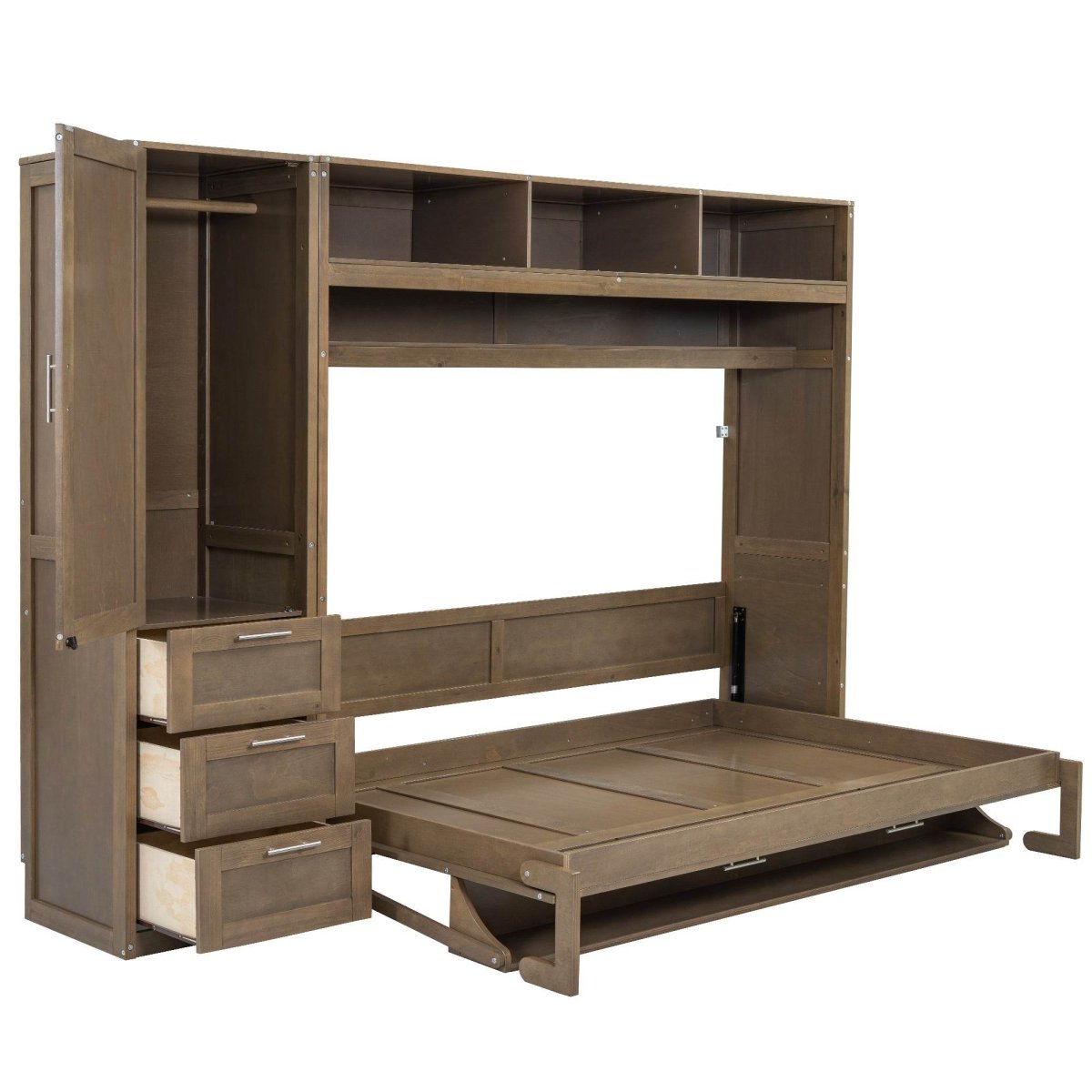 Full Size Antique Wood Murphy Bed With Storage - Sleep Galleria