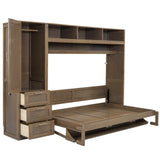 Full Size Antique Wood Murphy Bed With Storage - Sleep Galleria