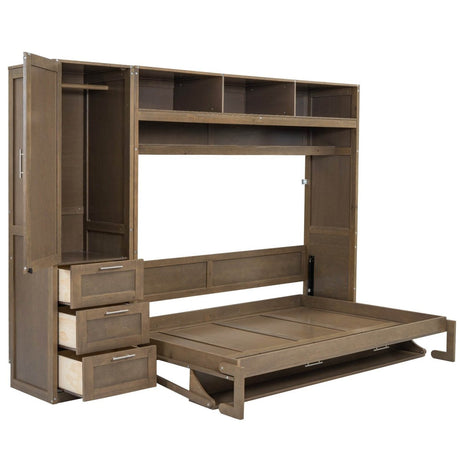Full Size Antique Wood Murphy Bed With Storage - Sleep Galleria