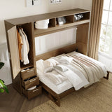 Full Size Antique Wood Murphy Bed With Storage - Sleep Galleria