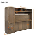 Full Size Antique Wood Murphy Bed With Storage - Sleep Galleria