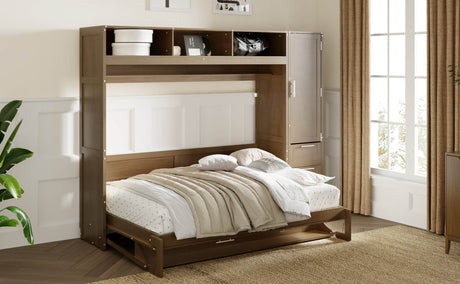 Full Size Antique Wood Murphy Bed With Storage - Sleep Galleria
