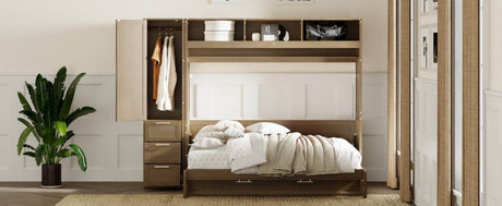 Full Size Antique Wood Murphy Bed With Storage - Sleep Galleria