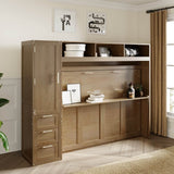 Full Size Antique Wood Murphy Bed With Storage - Sleep Galleria