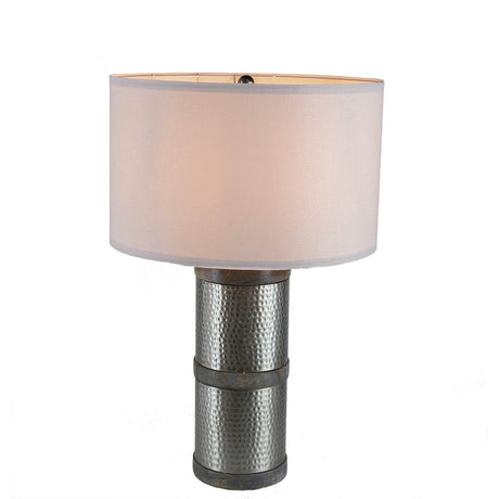 Hammered Iron Mango Wood Fabric Drum Table Lamp - Restalyn - Sleep Galleria