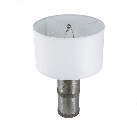 Hammered Iron Mango Wood Fabric Drum Table Lamp - Restalyn - Sleep Galleria