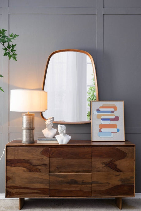 Hammered Iron Mango Wood Fabric Drum Table Lamp - Restalyn - Sleep Galleria