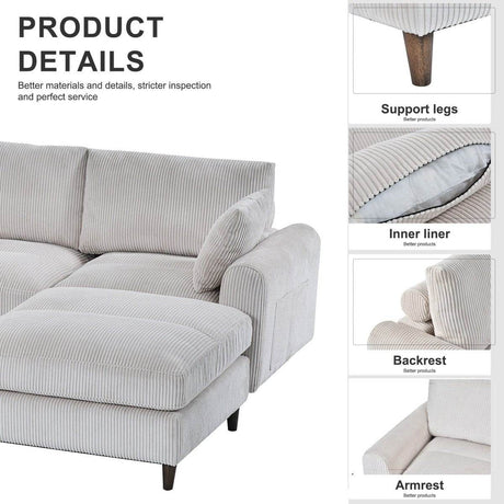 Mid - Century Modern Corduroy Modular Sectional Sofa - Restalyn - Sleep Galleria